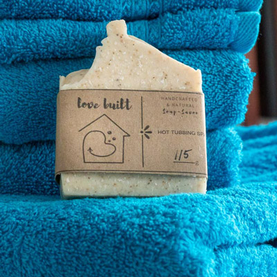 A close up image of Love Built brand soap.